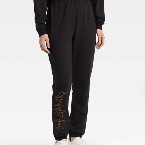 DEF LEPPARD Black Joggers-M NWT! - Picture 1 of 8